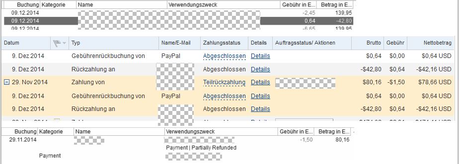 Vergleich zwischen PayPal Webinterface und Alf BanCo