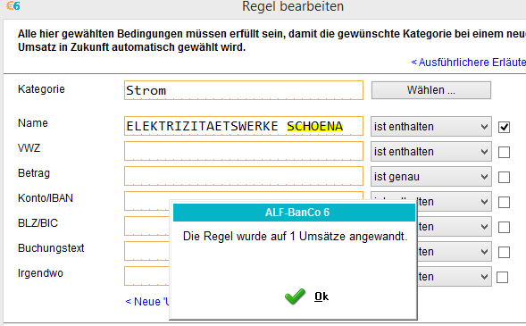 Regel gekürzt - jetzt funktioniert es