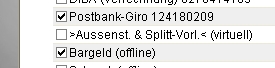 Online Konto Post &amp; Bargeld (offline) sind angewählt
