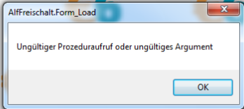 Ungueltiger Prozeduraufruf 2