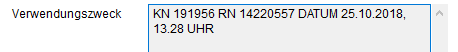 Verwendungszweck in StarMoney