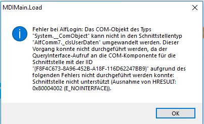 Fehlermeldung beim Start.