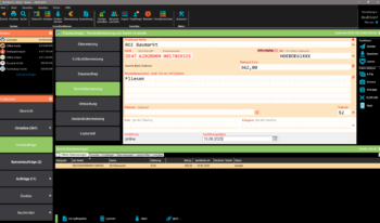 Terminüberweisung in Farbschema Blackmode